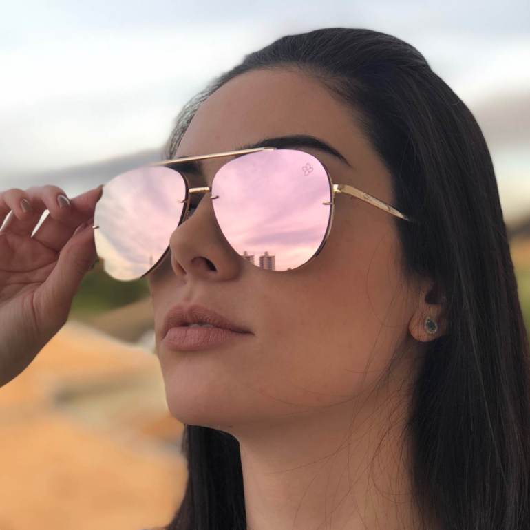 Óculos de Sol Nanda Rosa Espelhado