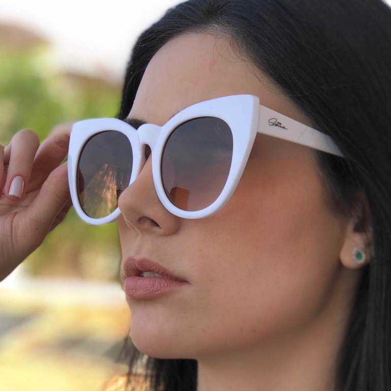 Óculos de Sol Babi Branco com Lente Clara