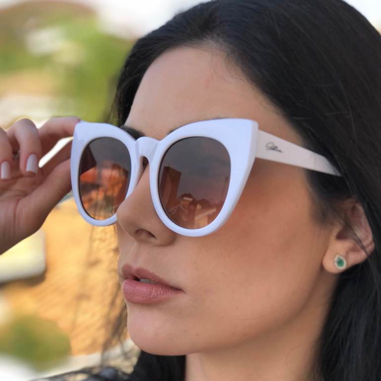 Óculos de Sol Babi Branco com Lente Clara
