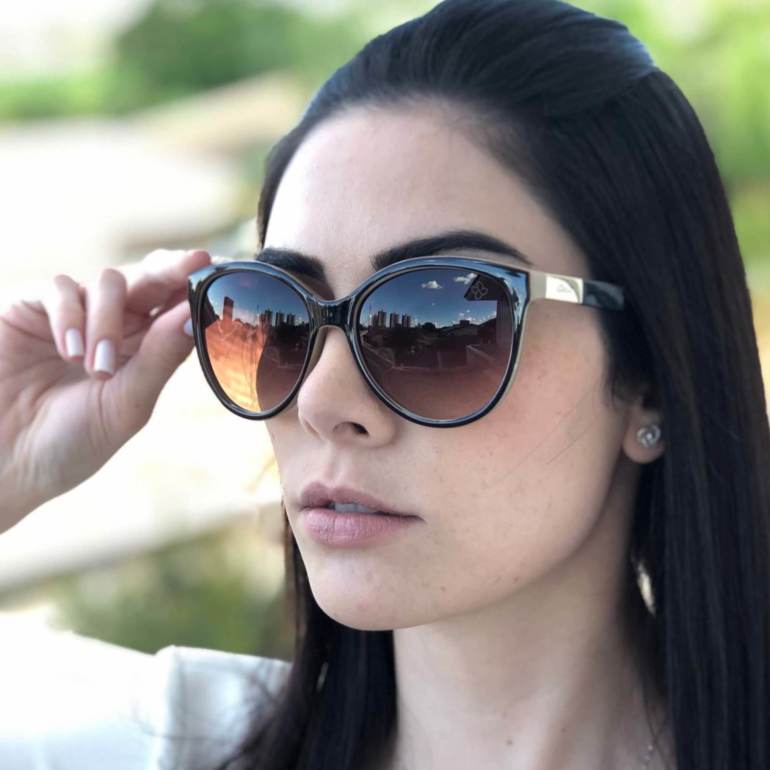 Óculos de Sol Giulia Marrom com Nude