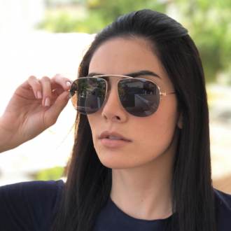 saline.com.br oculos de sol brenda dourado com a lente preta
