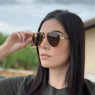 saline.com.br oculos de sol aviador california marrom com dourado 2