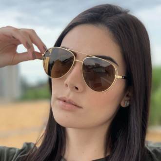 saline.com.br oculos de sol aviador california marrom com dourado