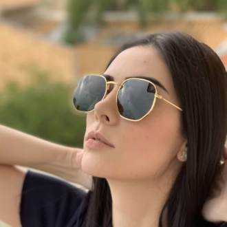 saline.com.br oculos de sol hexagonal polarizado dourado com verde 2
