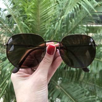 saline.com.br oculos de sol hexagonal polarizado marrom