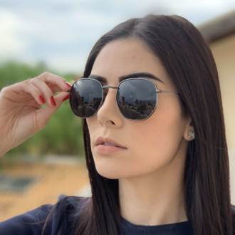 saline.com.br oculos de sol hexagonal polarizado preto