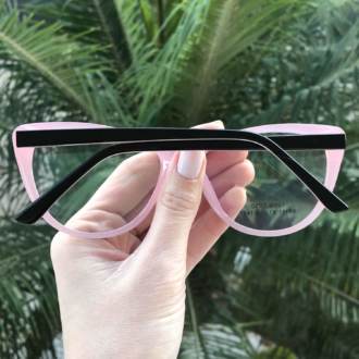saline.com.br oculos de grau gatinho preto com rosa dina 1