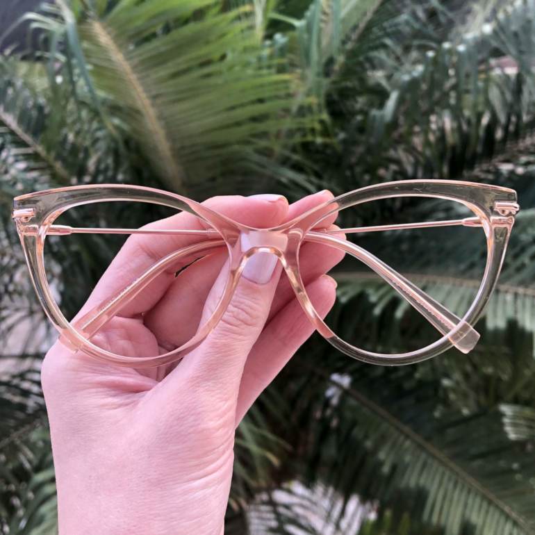 safine com br oculos de grau gatinho dourado transparente katy