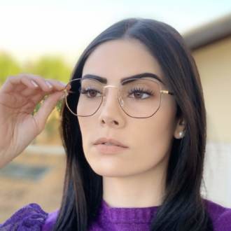 safine com br oculos de grau hexagonal dourado com preto lais 1