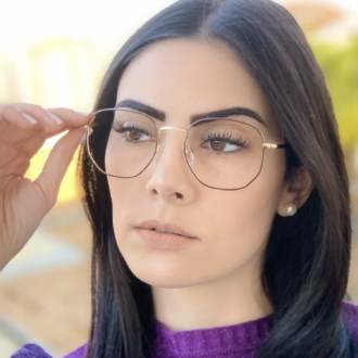 safine com br oculos de grau hexagonal dourado com preto lais 2