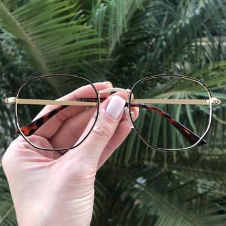 safine com br oculos de grau hexagonal dourado com preto lais 3