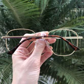 safine com br oculos de grau hexagonal dourado com preto lais 4