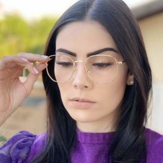 safine com br oculos de grau hexagonal dourado lais 3