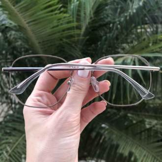 safine com br oculos de grau hexagonal prata lais 1