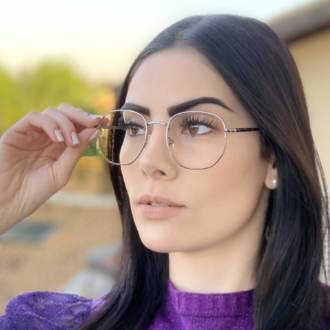 safine com br oculos de grau hexagonal prata lais 2
