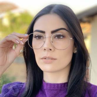 safine com br oculos de grau hexagonal prata lais 3