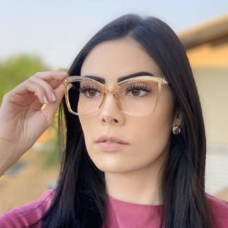 safine com br oculos de grau quadrado marrom transparente luma 1