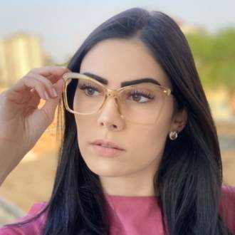 safine com br oculos de grau quadrado marrom transparente luma 2