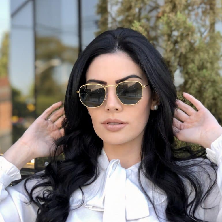 safine com br oculos de sol hexagonal dourado com verde elisa new 3