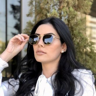 safine com br oculos de sol hexagonal dourado com verde elisa new