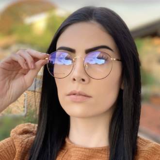 saline.com.br oculos de grau redondo preto com dourado raissa 2