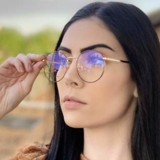 saline.com.br oculos de grau redondo preto com dourado raissa