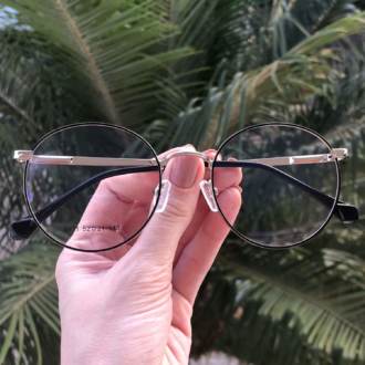 saline.com.br oculos de grau redondo preto com prata raissa