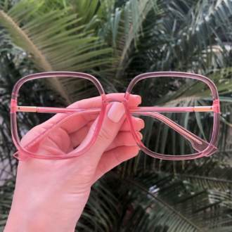 safine com br oculos de grau quadrado rosa may