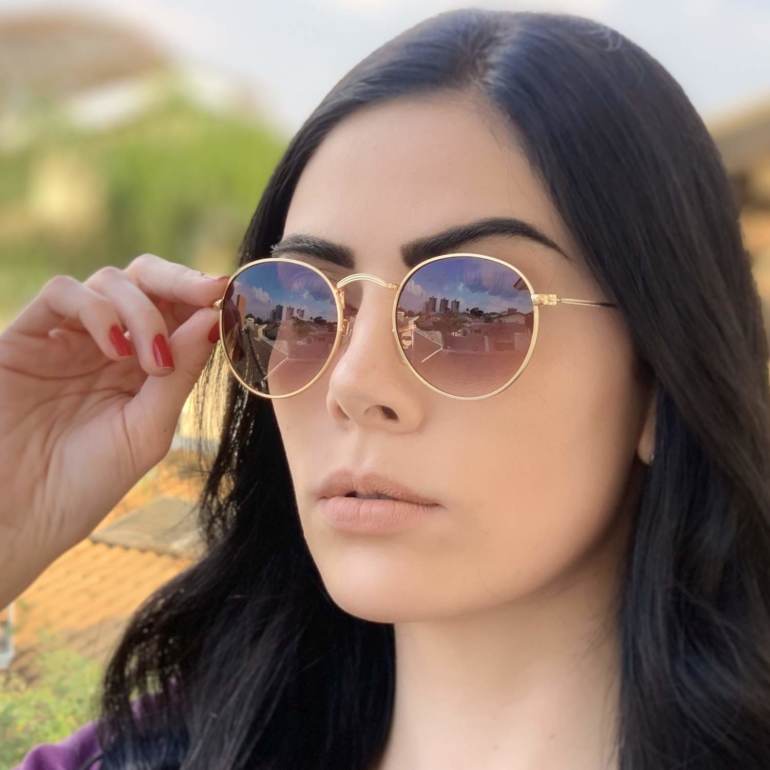 safine com br oculos de sol redondo marrom com dourado laura 2