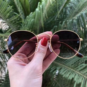 safine com br oculos de sol redondo marrom com dourado laura 3