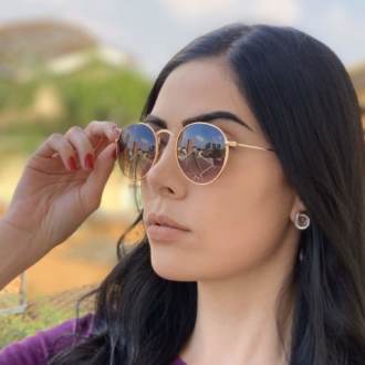 safine com br oculos de sol redondo preto com dourado laura 1