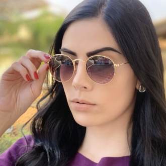 safine com br oculos de sol redondo preto com dourado laura 2