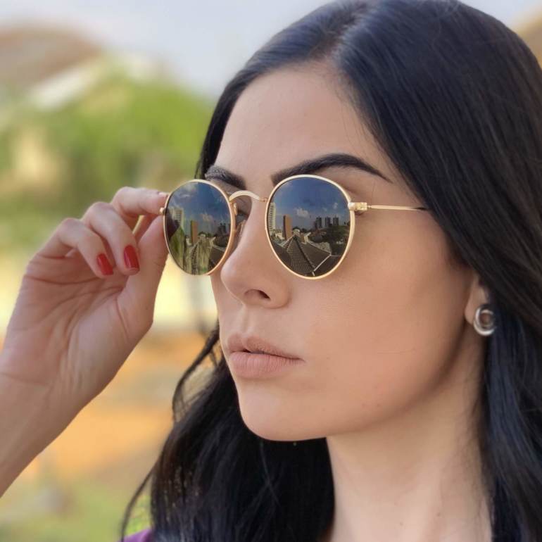 safine com br oculos de sol redondo verde com dourado laura 1
