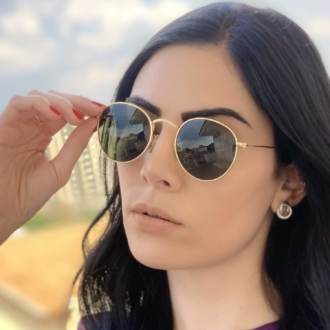 safine com br oculos de sol redondo verde com dourado laura 3