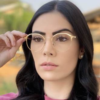 safine com br oculos 2 em 1 redondo dourado com nude nora