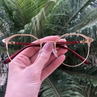 safine com br oculos 2 em 1 redondo dourado com vermelho nora 1
