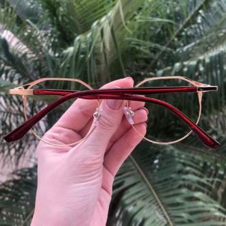 safine com br oculos 2 em 1 redondo dourado com vermelho nora 2