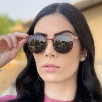 safine com br oculos 2 em 1 redondo dourado com vermelho nora 3