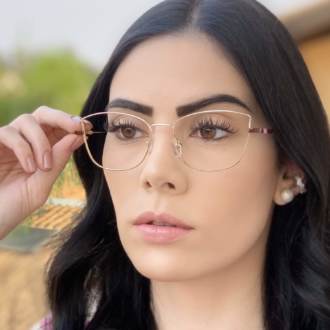 safine com br oculos de grau quadrado dourado com marsala lea 1