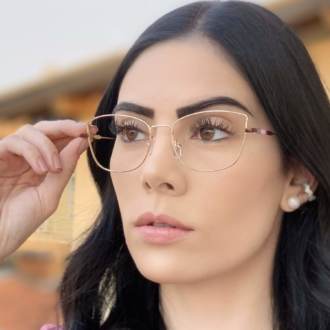 safine com br oculos de grau quadrado dourado com marsala lea
