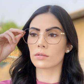 safine com br oculos de grau quadrado dourado com preto carol 3