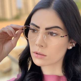 safine com br oculos de grau quadrado dourado com preto lea 2