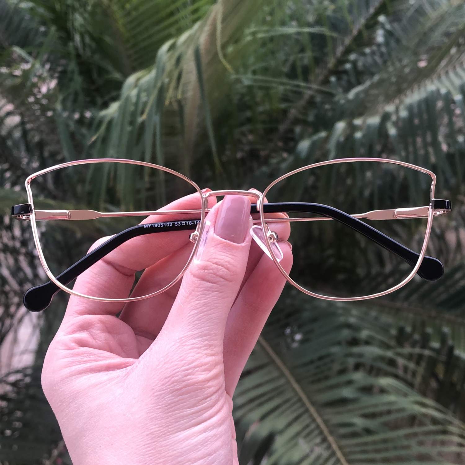 safine com br oculos de grau quadrado dourado com preto lea 3