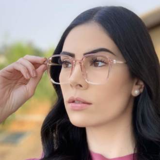 safine com br oculos de grau quadrado rosa mage