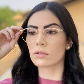 safine com br oculos de grau redondo dourado isa 4