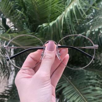 safine com br oculos de grau redondo titanio cinza