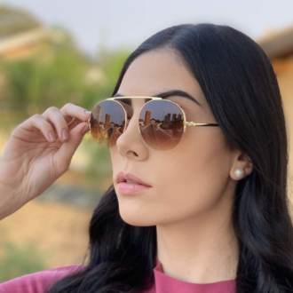 safine com br oculos de sol aviador marrom com dourado milena 1