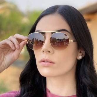 safine com br oculos de sol aviador marrom com dourado milena 2