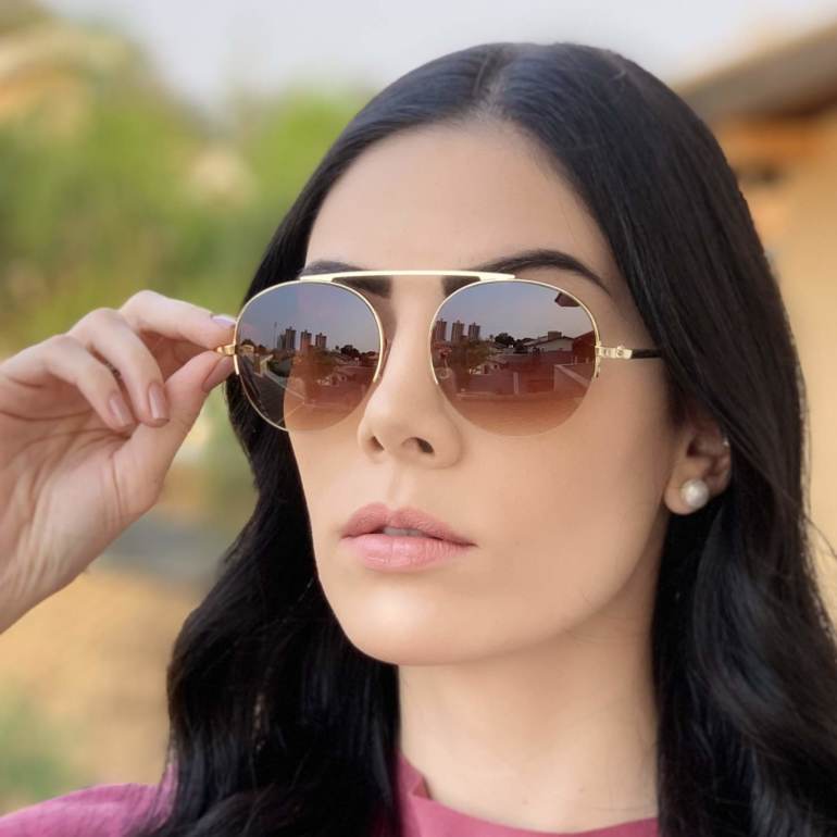 safine com br oculos de sol aviador marrom com dourado milena 2