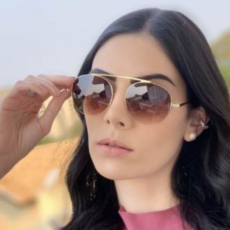 safine com br oculos de sol aviador marrom com dourado milena 3